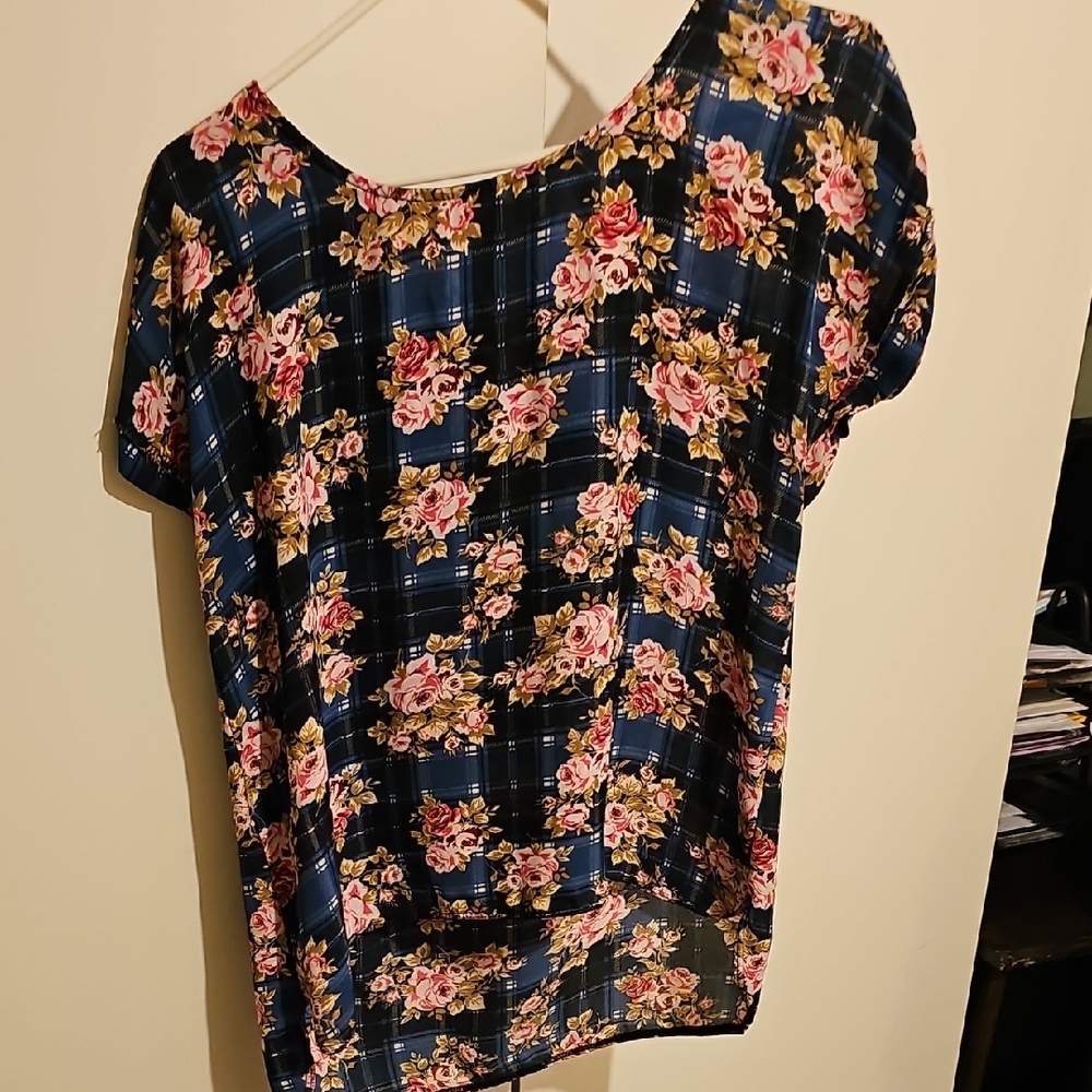 Pink Republic Floral Checkered Blouse